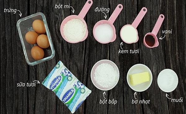 Nguyên liệu làm bánh kem bằng nồi cơm điện Nguyên liệu làm bánh kem bằng nồi cơm điện