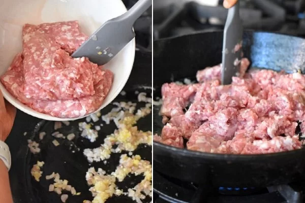 Xào thịt bằm với tỏi